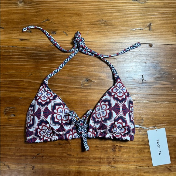 NWT Paolita Women’s Sinaloa Talavera Halter Tie Bikini Top Medium 32D 34C 36B - Picture 2 of 5